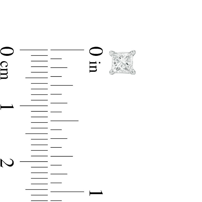 Main Image 2 of 2 CT. T.W. Certified Princess-Cut Diamond Solitaire Stud Earrings in 14K White Gold (I/I1)