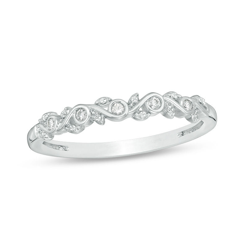 Main Image 1 of 1/20 CT. T.W. Diamond Vine Anniversary Band in 10K White Gold