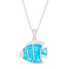 Thumbnail Image 0 of Lab-Created Blue Opal and White Sapphire Fish Pendant in Sterling Silver