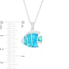 Thumbnail Image 1 of Lab-Created Blue Opal and White Sapphire Fish Pendant in Sterling Silver
