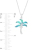 Thumbnail Image 1 of Lab-Created Blue Opal and White Sapphire Palm Tree Pendant in Sterling Silver