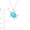 Thumbnail Image 1 of Lab-Created Blue Opal and White Sapphire Sea Turtle Pendant in Sterling Silver