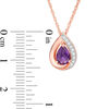 Thumbnail Image 1 of Pear-Shaped Amethyst and Lab-Created White Sapphire Swirl Frame Pendant in Sterling Silver with 14K Rose Gold Plate