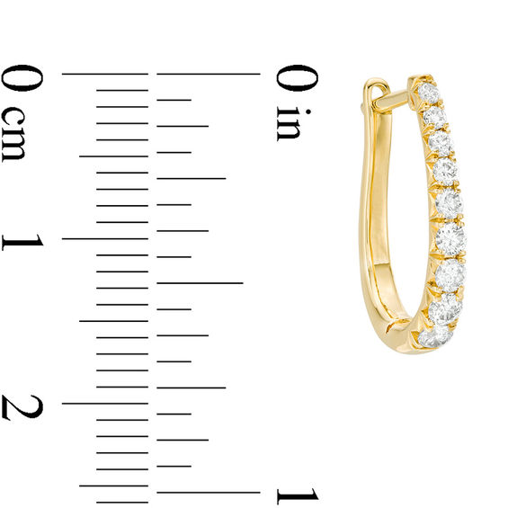 18K Gold Hoop Earrings with White Diamonds .61 carats