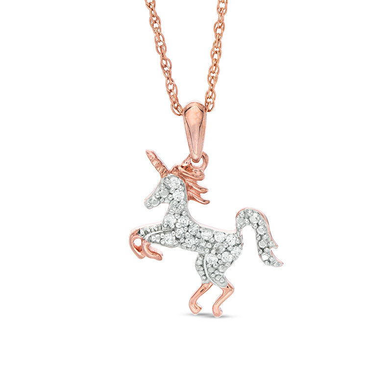 Rose Gold-plated Silver 30mm Unicorns Pendant 