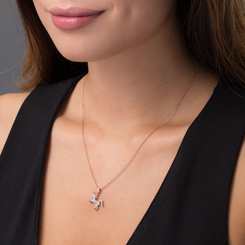 1 8 CT. T.W. Diamond Unicorn Pendant in Sterling Silver with 14K