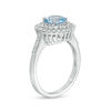Thumbnail Image 2 of 6.5mm Lab-Created Blue Spinel and White Sapphire Double Frame Pendant and Ring Set in Sterling Silver - Size 7