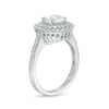 Thumbnail Image 2 of 6.5mm Lab-Created White Sapphire Double Frame Pendant and Ring Set in Sterling Silver - Size 7