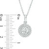 Thumbnail Image 2 of 6.5mm Lab-Created White Sapphire Double Frame Pendant and Ring Set in Sterling Silver - Size 7