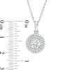 Thumbnail Image 3 of 6.5mm Lab-Created White Sapphire Double Frame Pendant and Ring Set in Sterling Silver - Size 7