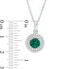 Thumbnail Image 3 of 6.5mm Green Quartz Doublet and Lab-Created White Sapphire Double Frame Pendant and Ring Set in Sterling Silver - Size 7