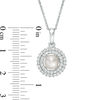 Thumbnail Image 3 of Freshwater Cultured Pearl and Lab-Created White Sapphire Double Frame Pendant and Ring Set in Sterling Silver-Size 7