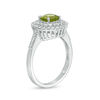 Thumbnail Image 1 of 6.5mm Peridot and Lab-Created White Sapphire Double Frame Pendant and Ring Set in Sterling Silver - Size 7