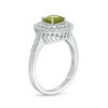 Thumbnail Image 2 of 6.5mm Peridot and Lab-Created White Sapphire Double Frame Pendant and Ring Set in Sterling Silver - Size 7