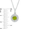 Thumbnail Image 2 of 6.5mm Peridot and Lab-Created White Sapphire Double Frame Pendant and Ring Set in Sterling Silver - Size 7