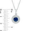 Thumbnail Image 3 of 6.5mm Lab-Created Blue Sapphire and White Sapphire Double Frame Pendant and Ring Set in Sterling Silver - Size 7
