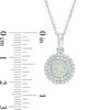 Thumbnail Image 2 of 6.5mm Lab-Created Opal and White Sapphire Double Frame Pendant and Ring Set in Sterling Silver - Size 7
