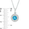 Thumbnail Image 3 of 6.5mm Swiss Blue Topaz and Lab-Created White Sapphire Double Frame Pendant and Ring Set in Sterling Silver - Size 7