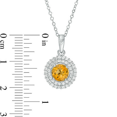 6.5mm Citrine and Lab-Created White Sapphire Double Frame