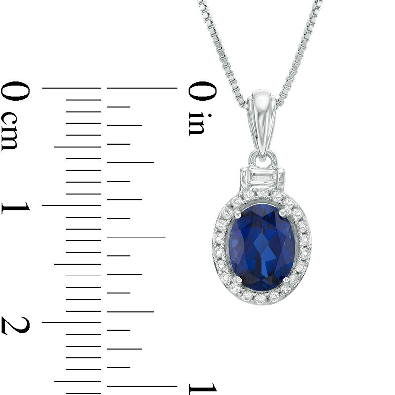 Main Image 3 of Oval Lab-Created Ceylon and White Sapphire Frame Pendant, Bolo Bracelet and Drop Earrings Set in Sterling Silver - 9.5"