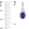Thumbnail Image 4 of Oval Lab-Created Ceylon and White Sapphire Frame Pendant, Bolo Bracelet and Drop Earrings Set in Sterling Silver - 9.5"