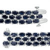 Thumbnail Image 3 of Oval Blue Sapphire Triple Row Bracelet in Sterling Silver - 7.5"