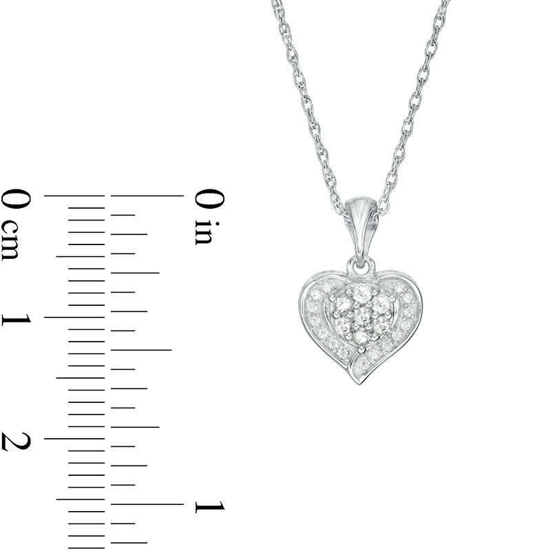 Main Image 4 of Lab-Created White Sapphire Heart Pendant and Stud Earrings Set in Sterling Silver