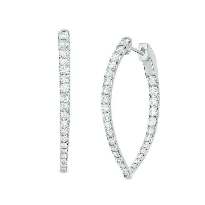 Main Image 1 of 2 CT. T.W. Diamond Inside-Out Point Hoop Earrings in 10K White Gold