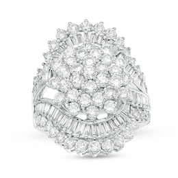 4 CT. T.W. Multi-Diamond Starburst Bypass Ring in 10K White Gold