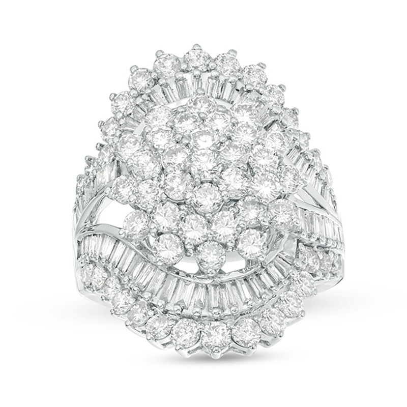 Main Image 1 of 4 CT. T.W. Multi-Diamond Starburst Bypass Ring in 10K White Gold