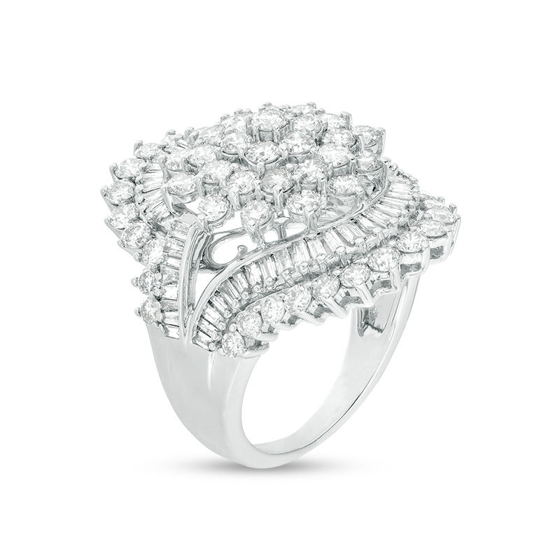 Main Image 2 of 4 CT. T.W. Multi-Diamond Starburst Bypass Ring in 10K White Gold