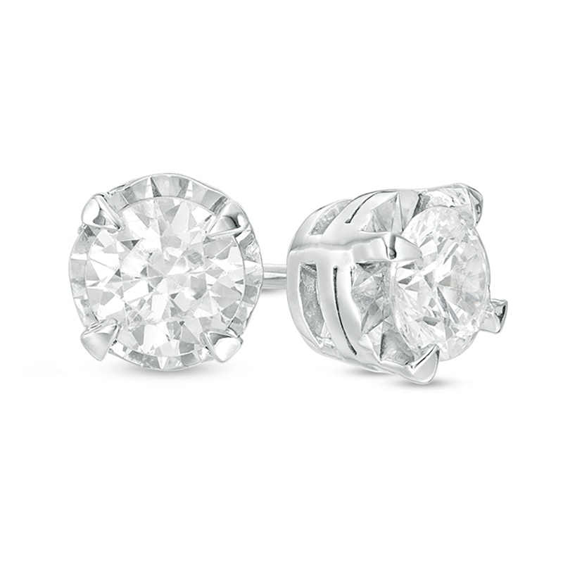 1 CT. T.W. Diamond Illusion Solitaire Stud Earrings in 10K White Gold