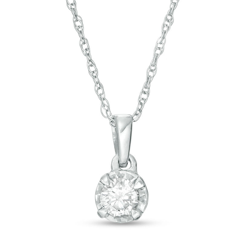Main Image 1 of 1/6 CT. Diamond Solitaire Pendant in 10K White Gold
