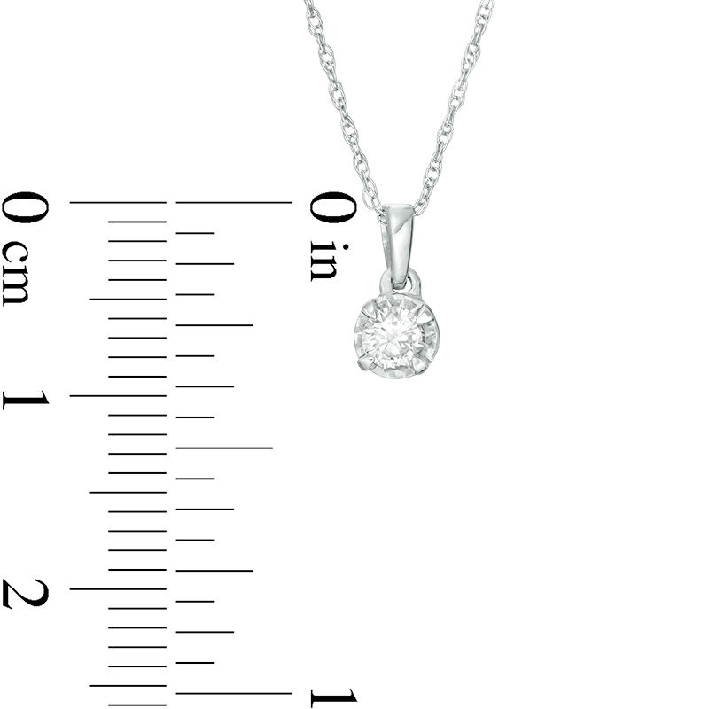 Main Image 2 of 1/6 CT. Diamond Solitaire Pendant in 10K White Gold