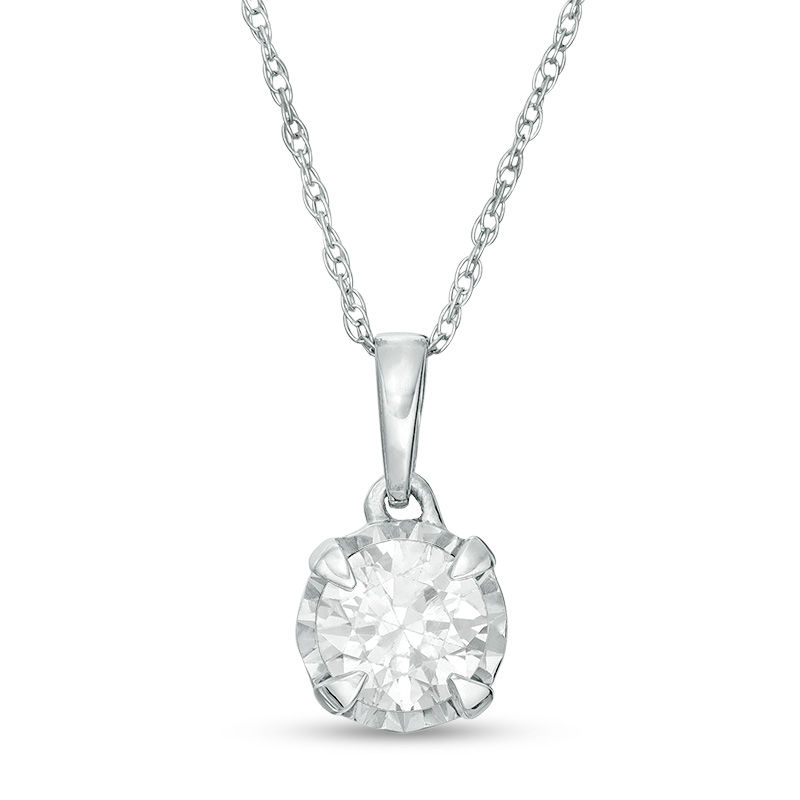 Main Image 1 of 1/2 CT. Diamond Solitaire Pendant in 10K White Gold
