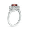Thumbnail Image 2 of 6.5mm Garnet and Lab-Created White Sapphire Double Frame Pendant and Ring Set in Sterling Silver - Size 7