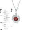 Thumbnail Image 3 of 6.5mm Garnet and Lab-Created White Sapphire Double Frame Pendant and Ring Set in Sterling Silver - Size 7