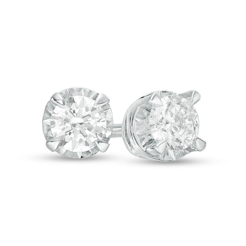 Main Image 1 of 1/3 CT. T.W. Diamond Illusion Solitaire Stud Earrings in 10K White Gold