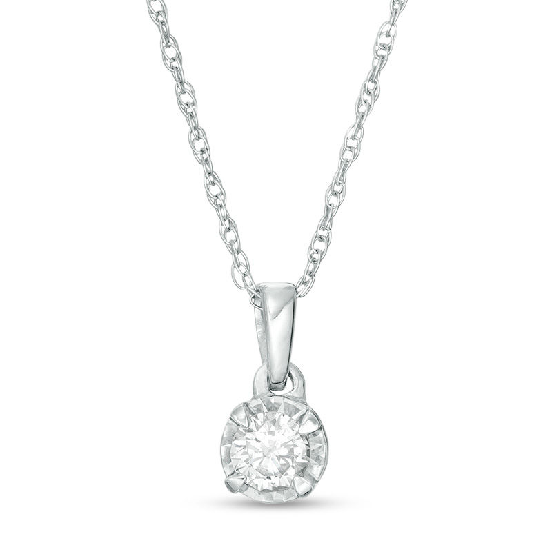 Main Image 1 of 1/6 CT. Diamond Solitaire Pendant in Sterling Silver