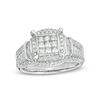 Thumbnail Image 0 of 1 CT. T.W. Composite Princess-Cut Diamond Frame Collar Engagement Ring in 10K White Gold