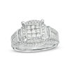 Thumbnail Image 1 of 1 CT. T.W. Composite Princess-Cut Diamond Frame Collar Engagement Ring in 10K White Gold