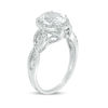 Thumbnail Image 3 of Oval Lab-Created White Sapphire and 1/6 CT. T.W. Diamond Frame Infinity Shank Engagement Ring in Sterling Silver