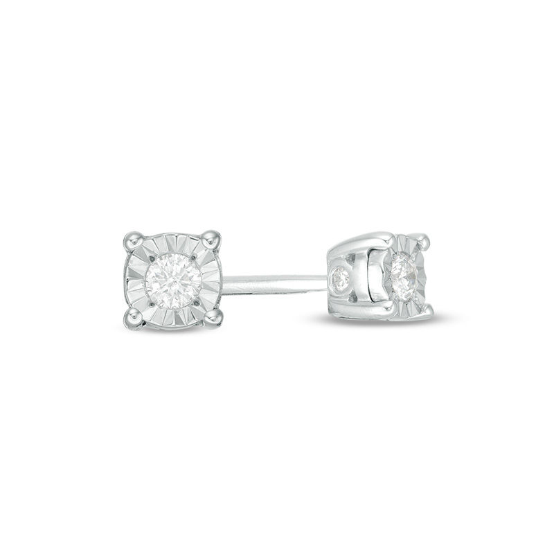 Main Image 1 of 1/10 CT. T.W. Diamond Solitaire Stud Earrings in Sterling Silver