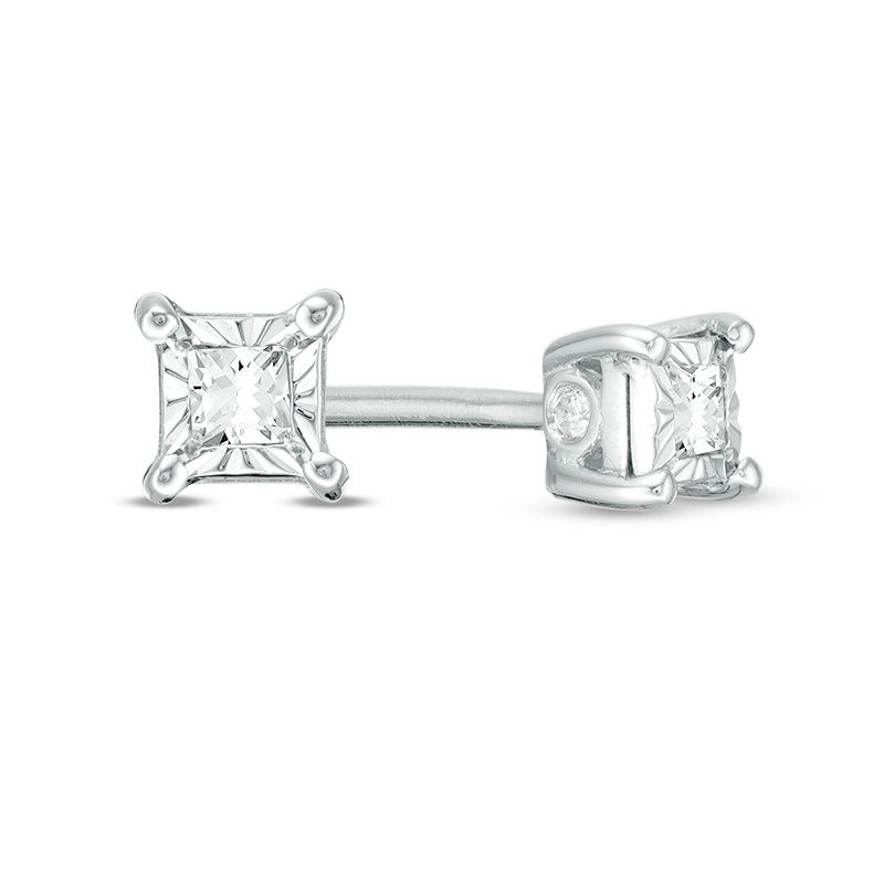 1/10 CT. T.W. Princess-Cut Diamond Solitaire Stud Earrings in Sterling Silver