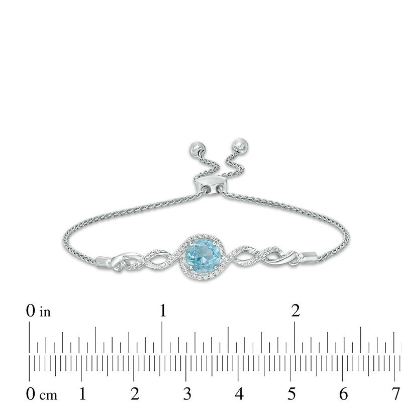 Main Image 2 of Swiss Blue Topaz and Lab-Created White Sapphire Frame Three Piece Set in Sterling Silver