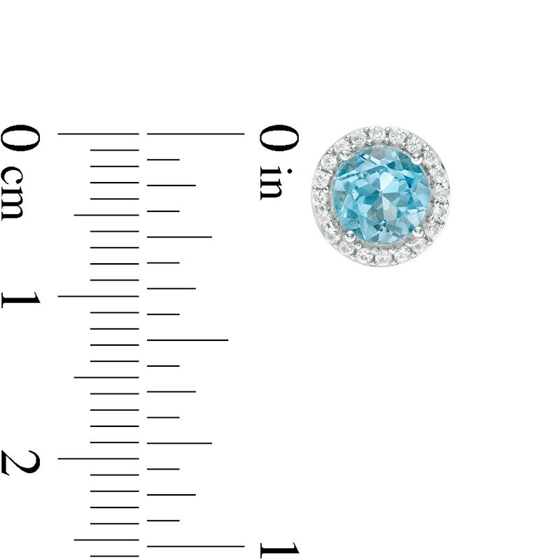 Main Image 3 of Swiss Blue Topaz and Lab-Created White Sapphire Frame Three Piece Set in Sterling Silver