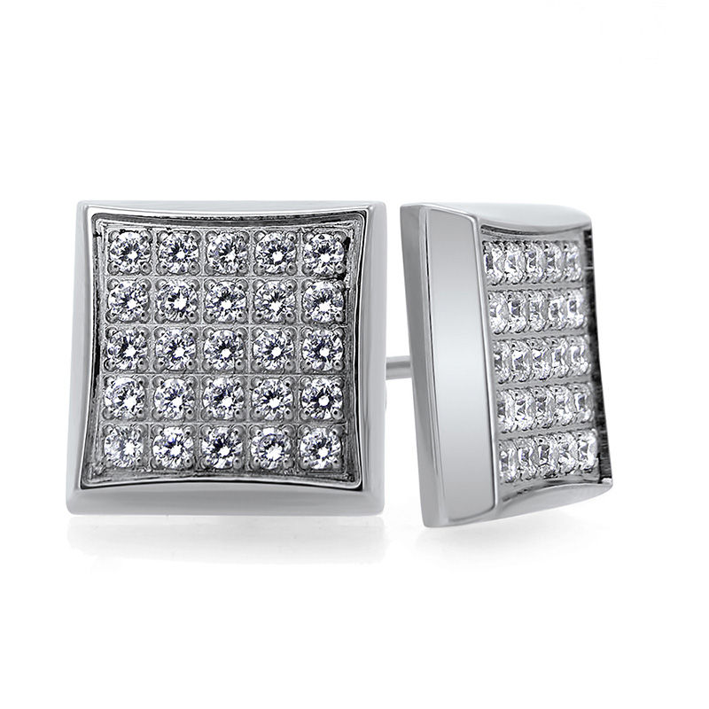 Men's 1/4 CT. T.W. Composite Diamond Square Stud Earrings in Stainless Steel