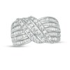 Thumbnail Image 1 of 1 CT. T.W. Baguette and Round Diamond Multi-Row Wave Ring in 10K White Gold