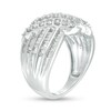 Thumbnail Image 2 of 1 CT. T.W. Baguette and Round Diamond Multi-Row Wave Ring in 10K White Gold