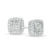 Thumbnail Image 0 of 1/2 CT. T.W. Princess-Cut Composite Diamond Frame Stud Earrings in Sterling Silver